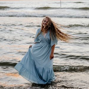 Baby blue maxi boho dress